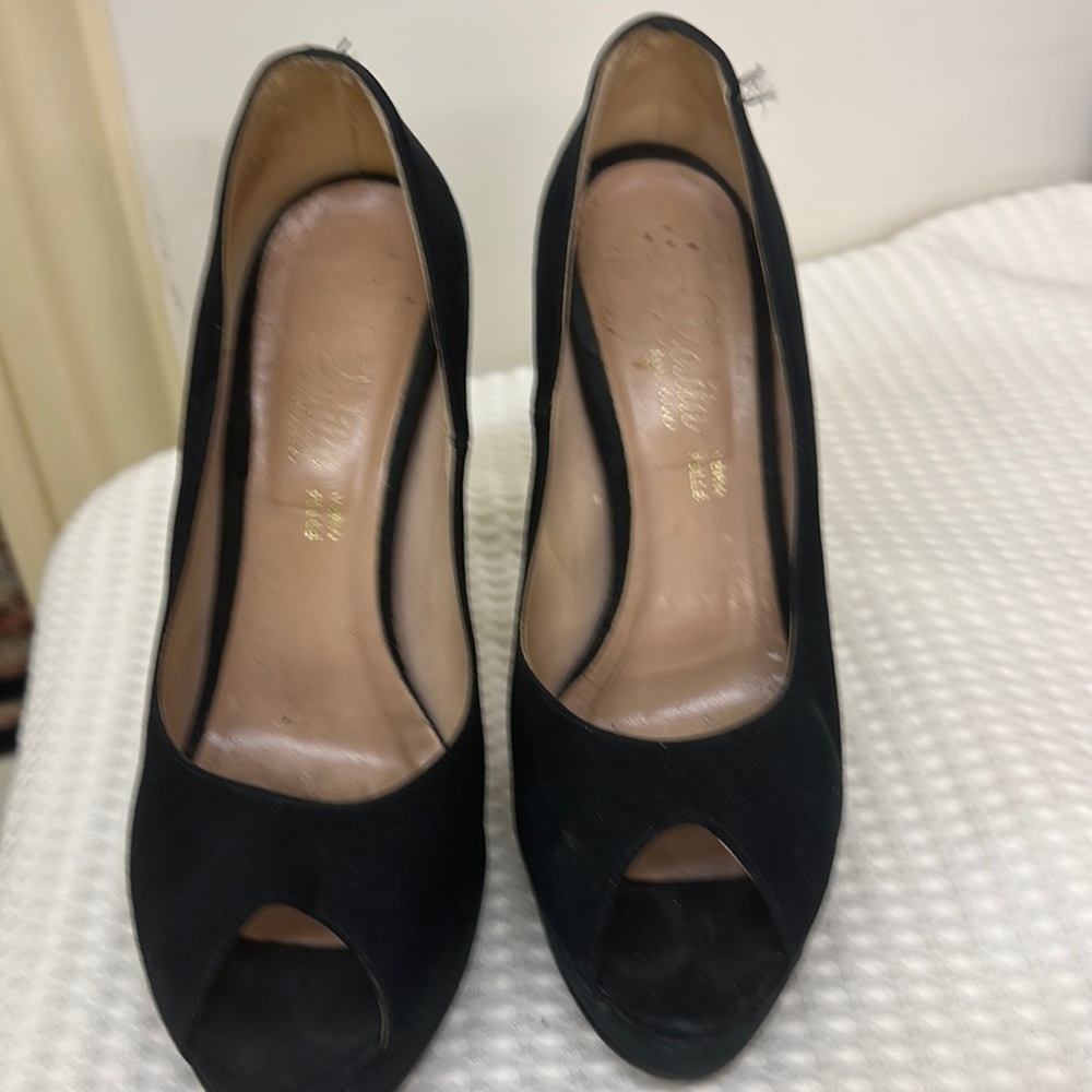 Pair of Italian Black Suede high heels.